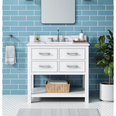 Brooks 37'' Free Standing Single Bathroom Vanity with Engineered Stone Top -  Avanity, BROOKS-VS37-WT-E