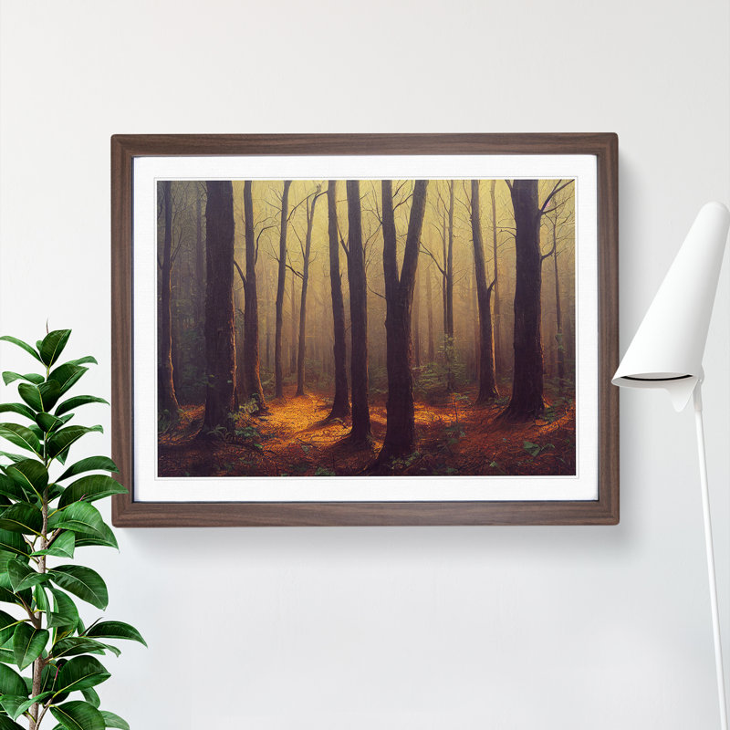 Inspiring Forest - Single Picture Frame Print, 34cm H x 46cm W x 2cm D, Walnut