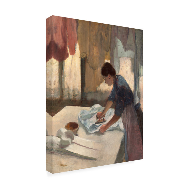 «Woman Ironing» c 1876 1877 par Edgar Degas - peinture sur toile tendue, H 24 po x l 18 po x P 2 po