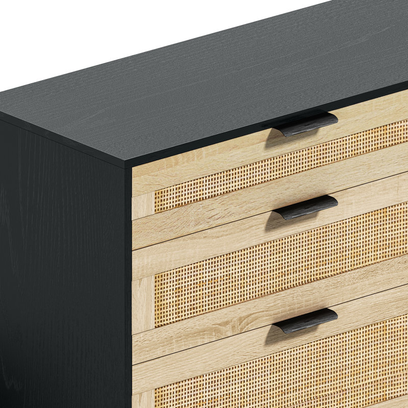Storage Cabinet, 29.53" H x 59.06" W x 15.75" D, Black/Natural 1