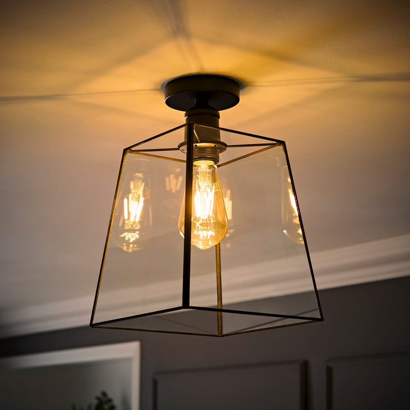 Glass Flush Mount, Matte Black