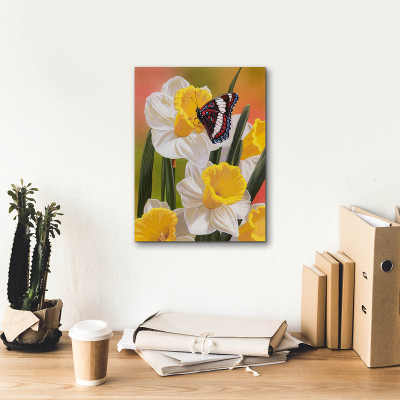 «Daffodils Butterfly» par William Vanderdasson, H 16 po x l 12 po x P 0,75 po