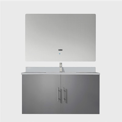 Bath sink with faucet set and LED mirror
