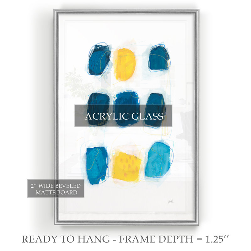 «Lemon & Indigo II», reproduction sur toile, H 30,5 po x l 42,5 po x P 1,5 po, Encadrement argenté