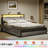 Antioch Full Bed with 4 Drawers and Open Storage Headboard, Adjustable LED Light and Charging Station, No Box Spring Needed, Gray-1916939459-1898476240