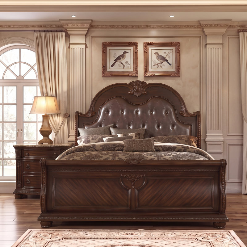Très grand noyer foncé 2 pièces Jeannotte, 2 Pcs: Bed, Nightstand, Très grand