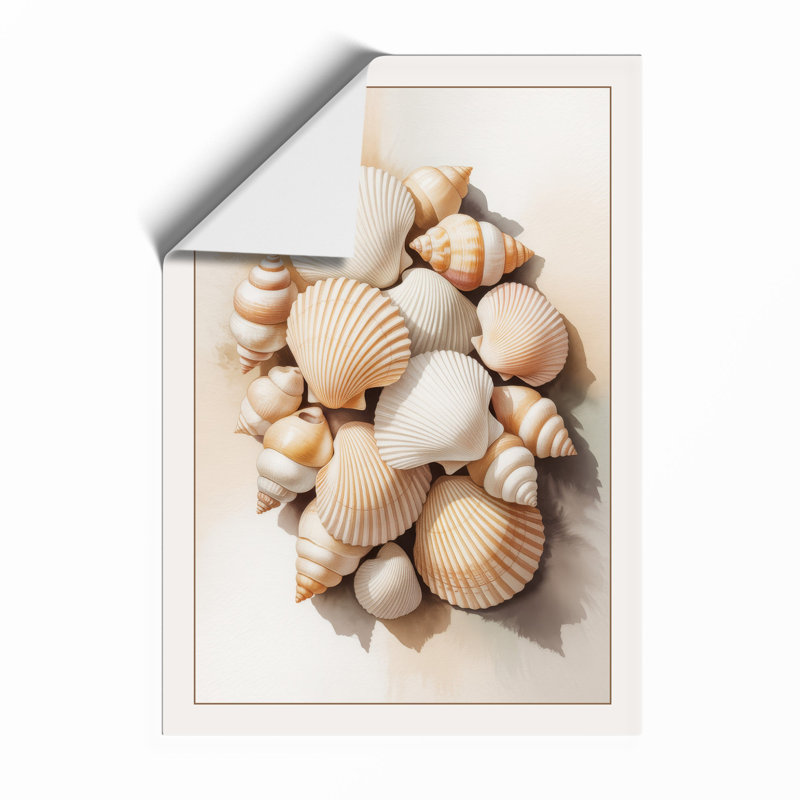 Shells in Circle Coastal - Framed Print, A1 - 84.1 x 59.4 cm, Unframed