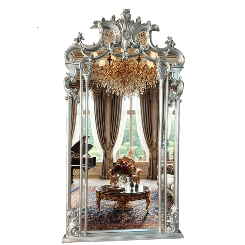 Solid And Engineered Wood Mirror, Silver