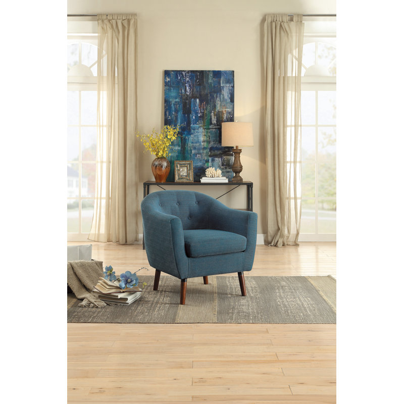 Fauteuil Bradyn en polyester touffeté à large largeur 77,47 po, Bleu