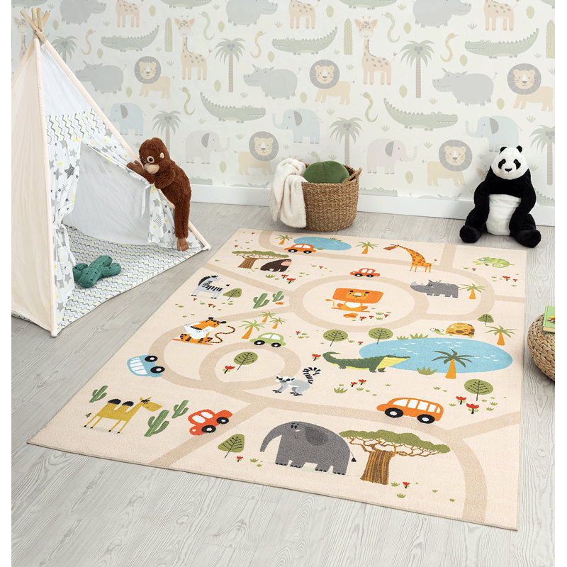 Captain Happy Kids Beige Rug, Rectangle 120 x 160cm