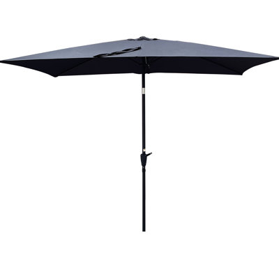 Parasol extérieur 6x9ft avec auvent, manivelle et mécanisme d'inclinaison pour la piscine