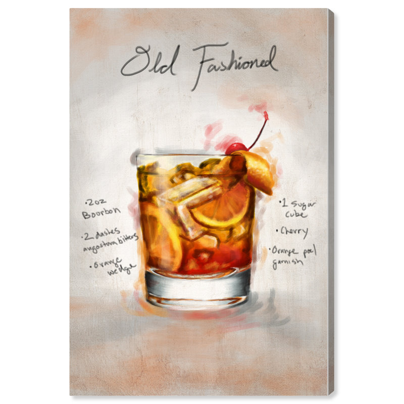Drinks and Spirits Old Fashion Cocktail - Impression sur toile tendue, H 36 po x l 24 po x P 0,8 po