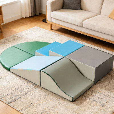 Jeu en croissance douce pendant 12 à 36 mois, pièces d'escalade empilables colorées et mousse, surfaces faciles à nettoyer, bloque l'exploration créative, mousse à haute densité assurant un jeu actif et sécuritaire,