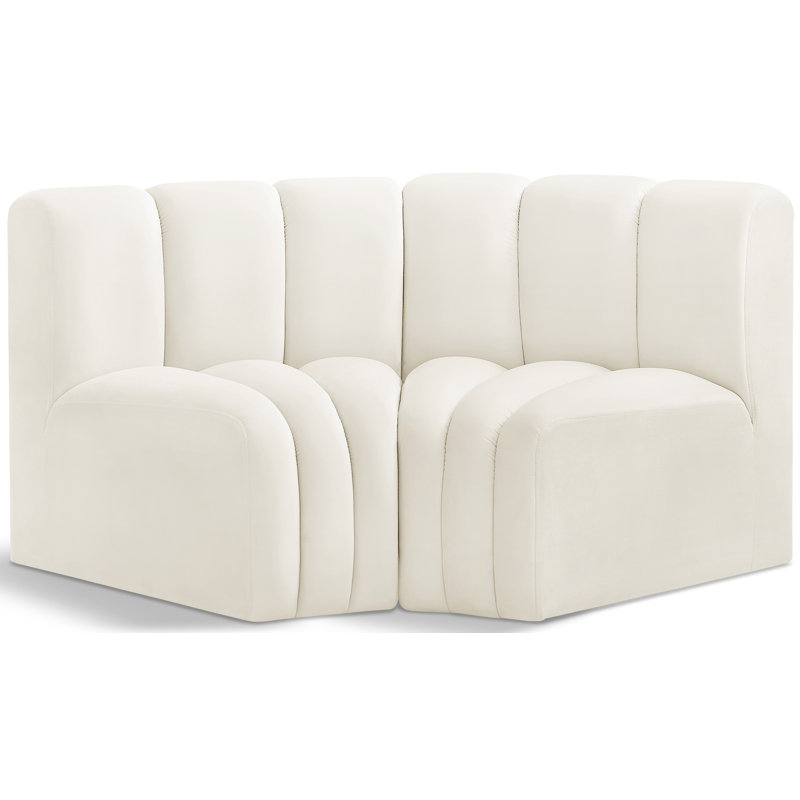 Ivanildo Upholstered Curved Sectional Reversible, Cream Velvet