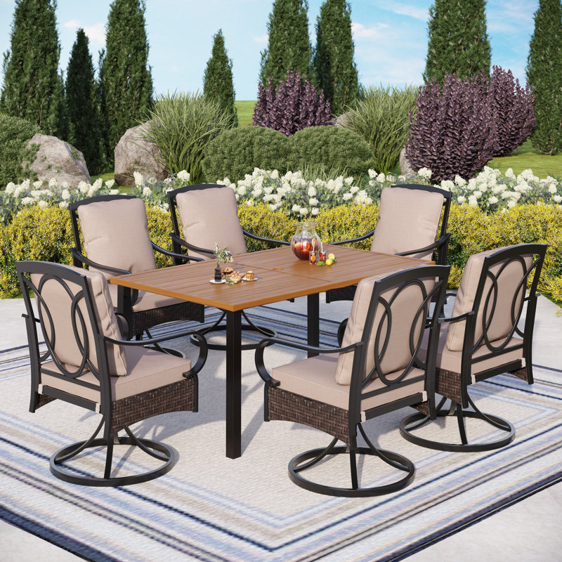 Ensemble de salle à manger rectangulaire avec coussins 110 "pour 6 personnes Sherborn