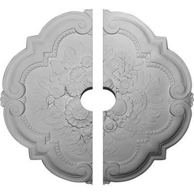 Endurathane Victorian Ceiling Medallion, 24 3/8"OD x 3 1/2"ID x 1"P (Fits Canopies up to 3 1/2"), Two Piece, Factory Primed