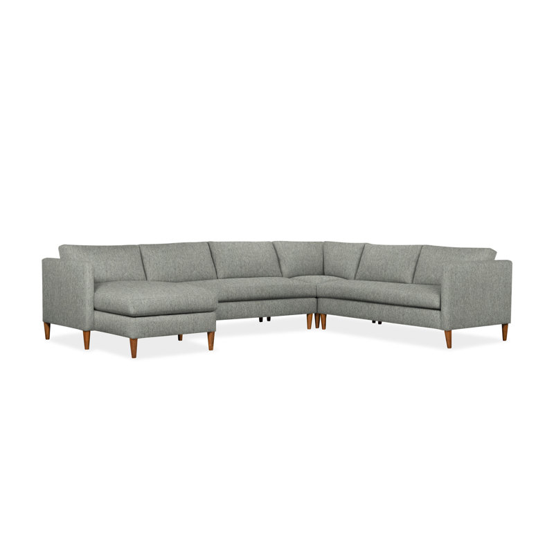 Clifford 4-Piece Upholstered Custom Sectional, Left Hand Facing, Ticket Smoke Heathered Basketweave