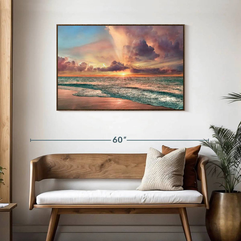 Plage de cuivre, Cadre flottant noyer, 43 po x 29 po