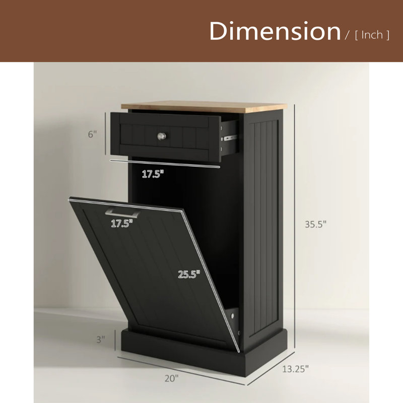 Trash Cabinet,Storage Cabinet(Trash Can Not Included), Black