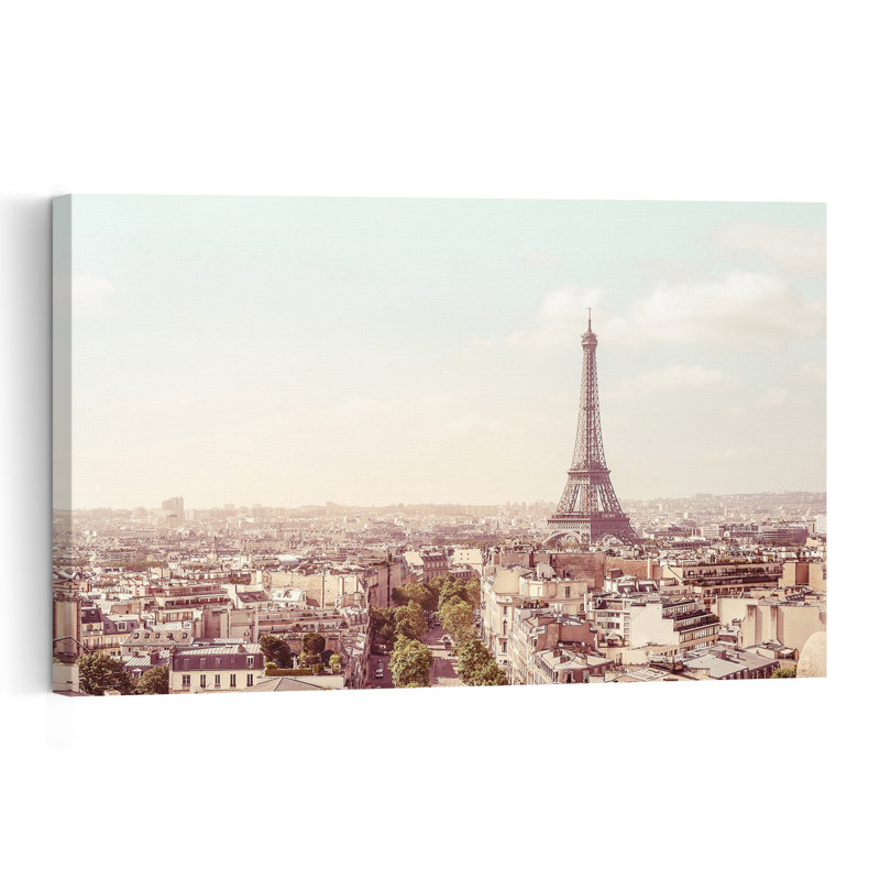 Vue onirique de Paris - Affiche murale romantique d'époque représentant une architecture urbaine, 40" H x 60" W