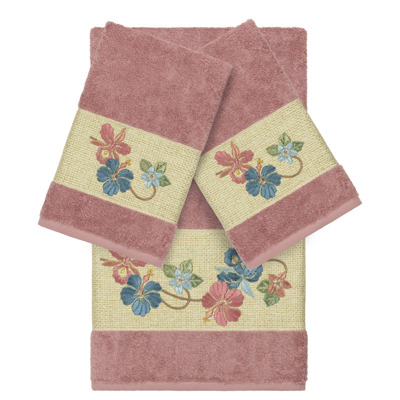 Caroline Embellished 3 Piece Towel Set, Tea Rose