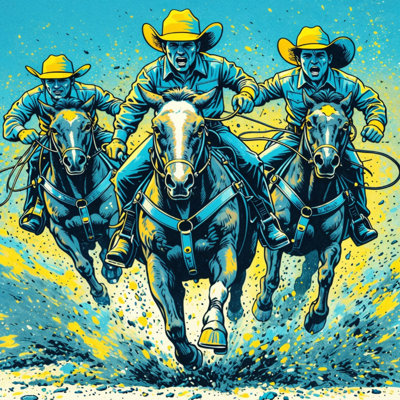 Coussins Cowboys Riding Horses