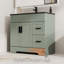 Meuble-lavabo simple 36 po avec lavabo noir, robinet et drain, peint à la main-394708419