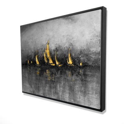 Gold Sailboats Print On Canvas