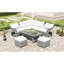 Mobilier de patio beige avec repose-pieds réglables et tables d'appoint inclinables pour l'extérieur