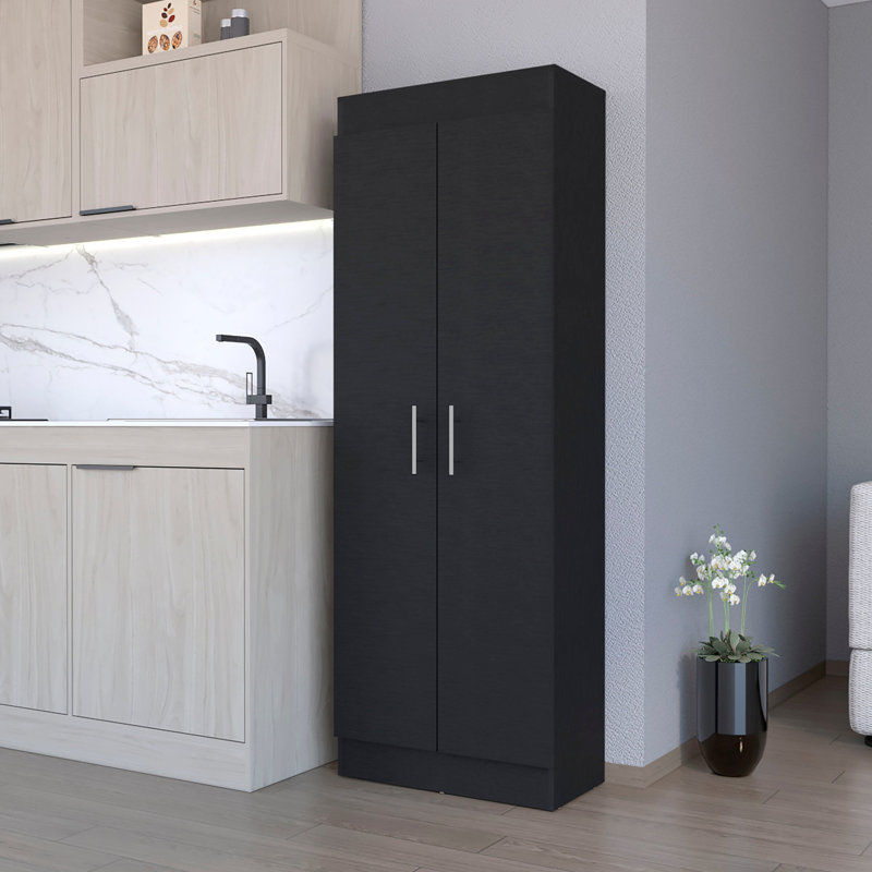 Garde-manger noir à 5 tablettes pour la cuisine - Armoire d'organisation efficace