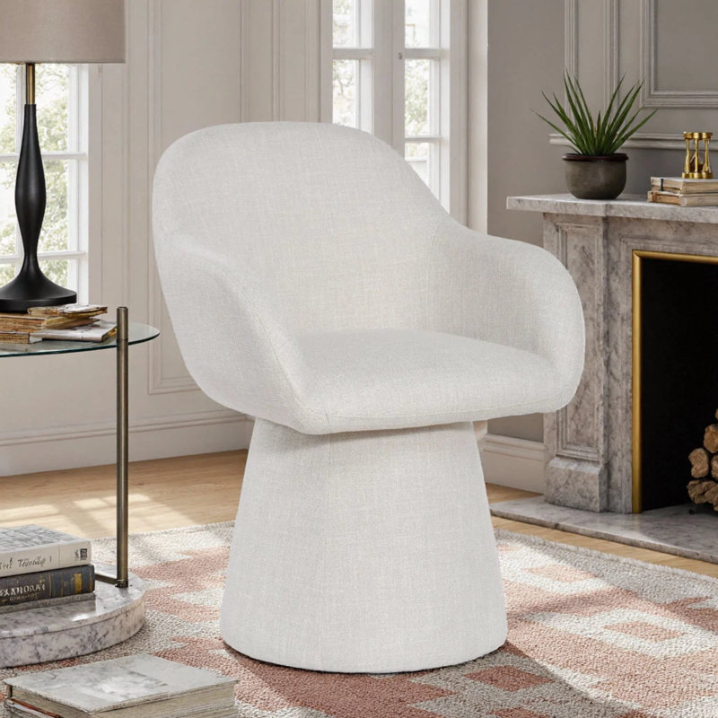 Linen Upholstered Barrel Side Chair