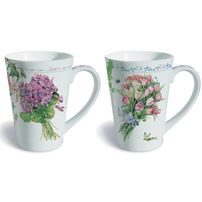 Ensemble de grandes tasses à café Flower Bouquet