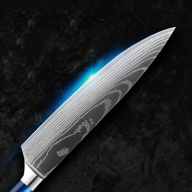 SENKEN 8-piece Full-Tang Japanese Kitchen Knife Set with Smooth Satin  Finish