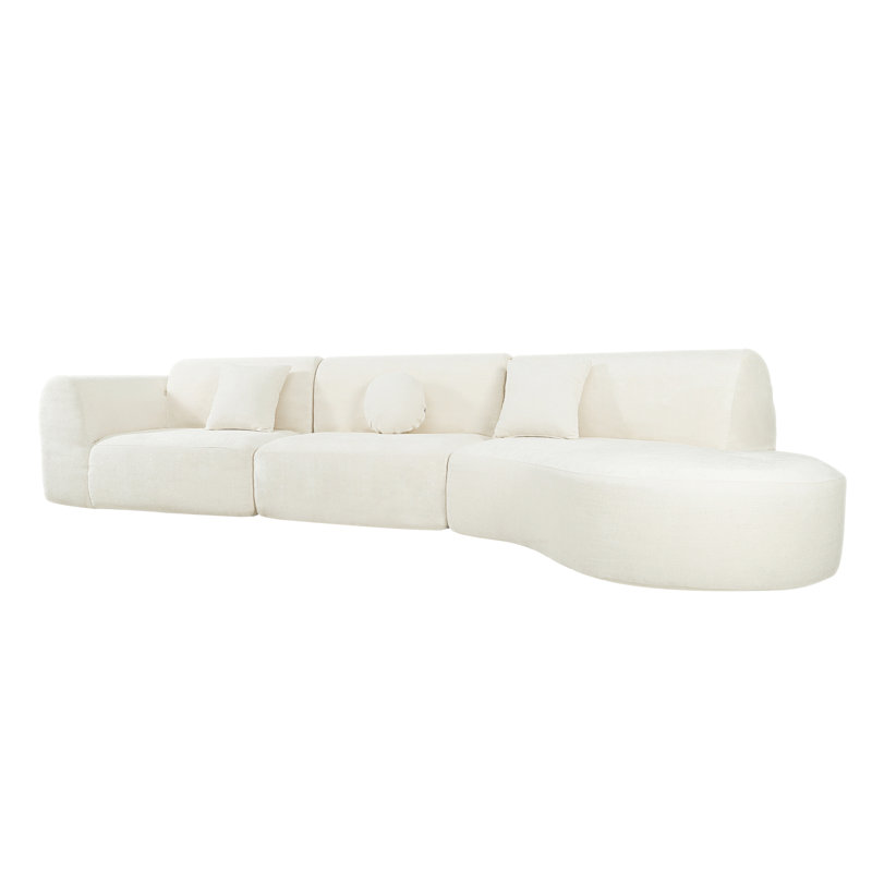Canapé modulaire incurvé moderne de 140 po avec chaise longue éponge entièrement compressée à haute densité et ensemble de 3 pièces, entièrement assemblé faisant face à la droite, parfait pour le salon ou le salon