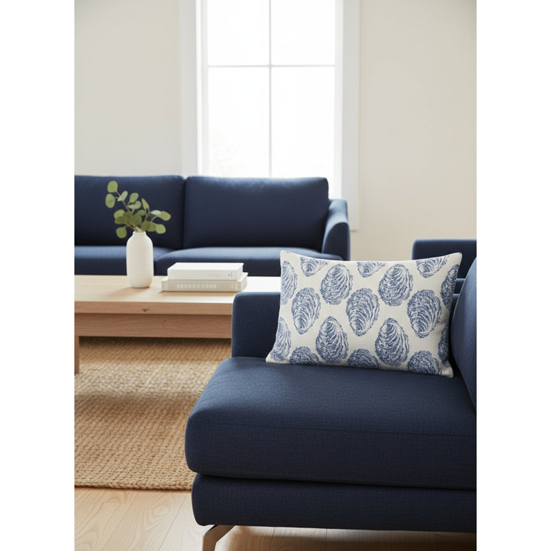 Printed Pillows Linen Pillow Cover & Insert, Blue, Rectangle 14" H x 20" W, Pillow Cover Only - No Insert