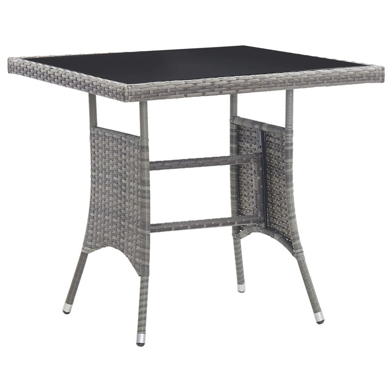 Garden Table 80X80x74 Cm Poly Rattan, Black, Grey