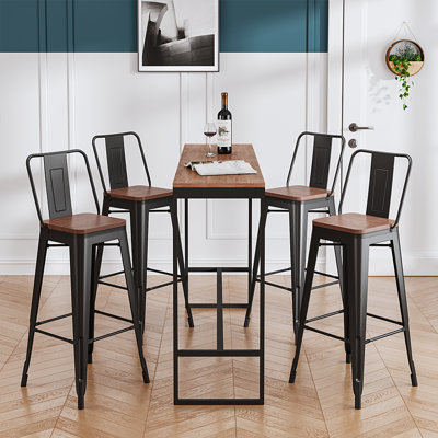 Claypoole 77cm Metal Frame Industrial Style Bar Stool