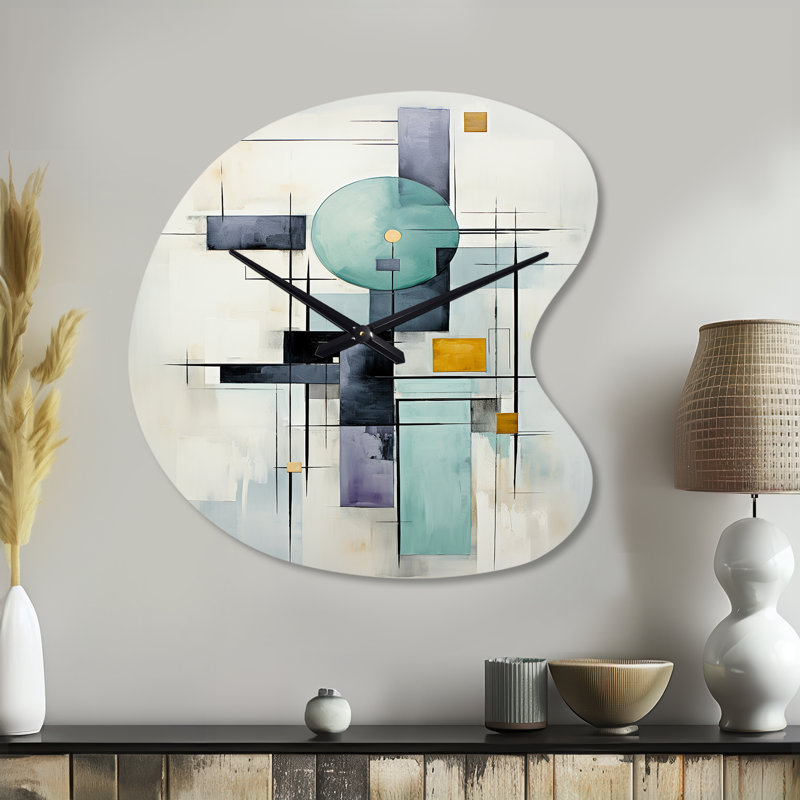 Horloge murale en métal blanc, bleu et blanc, Petit