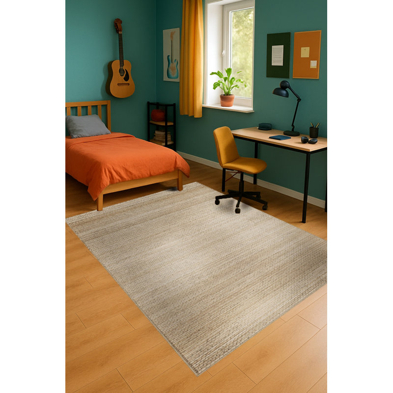 Tapis beige tissé traditionnel Mosso, 4'11" x 7'7"
