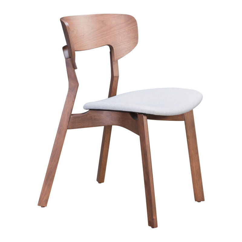 Ensemble de deux chaises d'appoint à dossier ouvert en tissu gris et brun