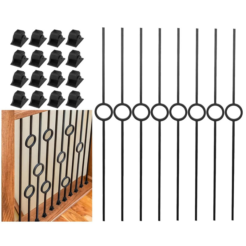 8 pièces de barreaux d'escalier en métal, One-Ring