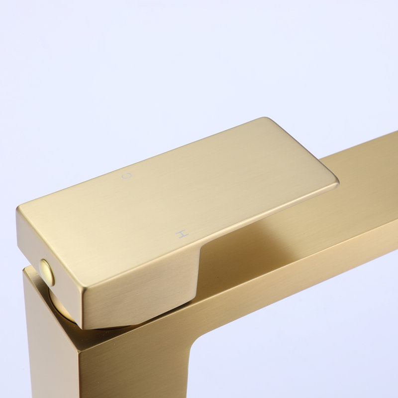 Tall Single Hole Bathroom Faucet with Deck Plate, CUPC Certified, in Brushed Gold or Matte Black, Brushed Gold