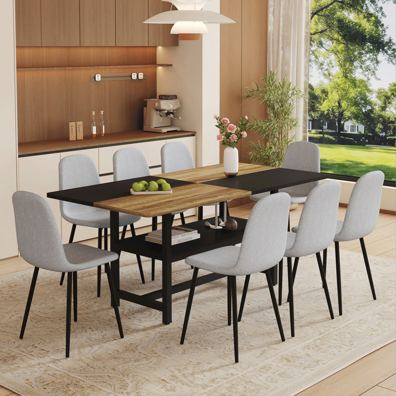 Table de salle à manger 71 * 35,4 pouces épissée avec rangement et chaise de salle à manger, simple et polyvalente
