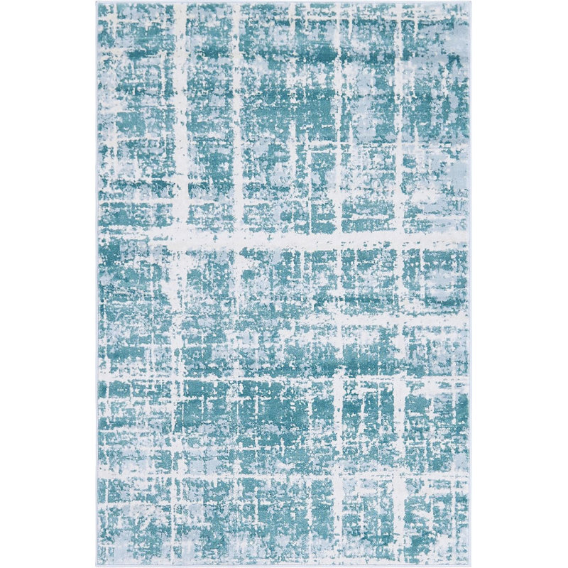 Tapis à motif géométrique vert Heights, Rectangle 4 pi x 6 pi