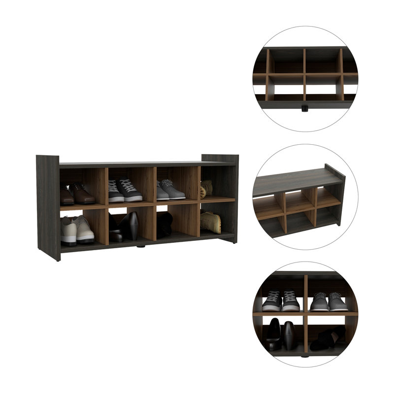Entryway Storage Unit, Eight Shoe Capacity  -Espresso / Mahogany