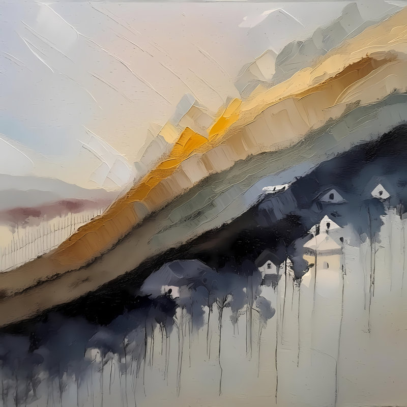 Downhill Village, 24" H x 24" W