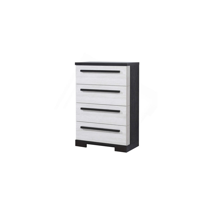 Mobilier de chambre à coucher 1 tiroir 4 pièces, Noir blanc
