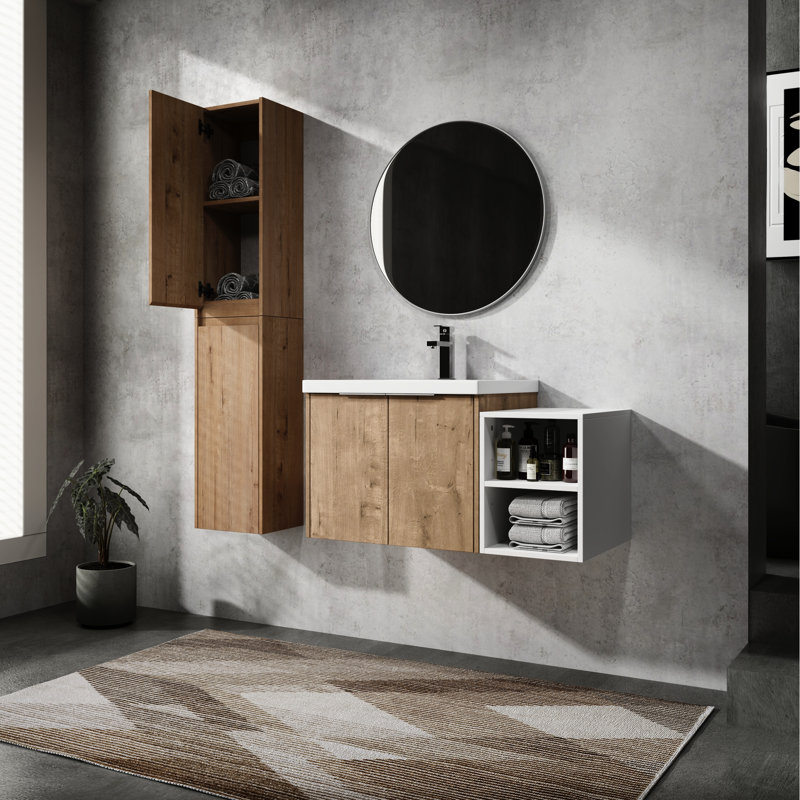 Meuble-lavabo de salle de bain avec lavabo en résine et armoire d'appoint - matériaux de construction de 36 po, 36"