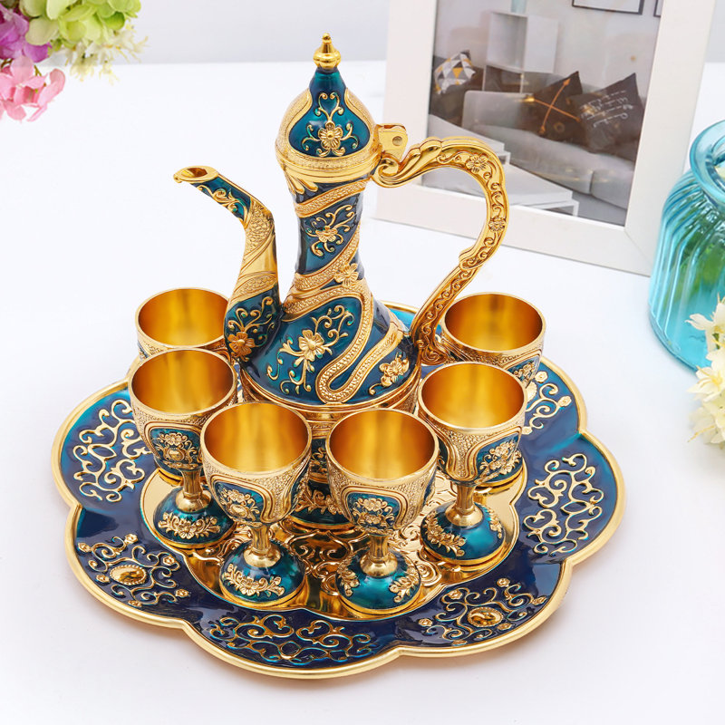 Kaeo 7.4Oz Teapot Set, Blue/Gold