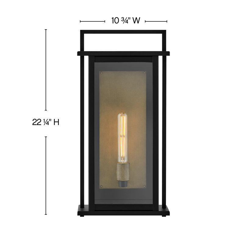 Langston Two-Tone Wall Mount Aluminum Outdoor Lantern, 22.3" H x 10.8"W x 6" D